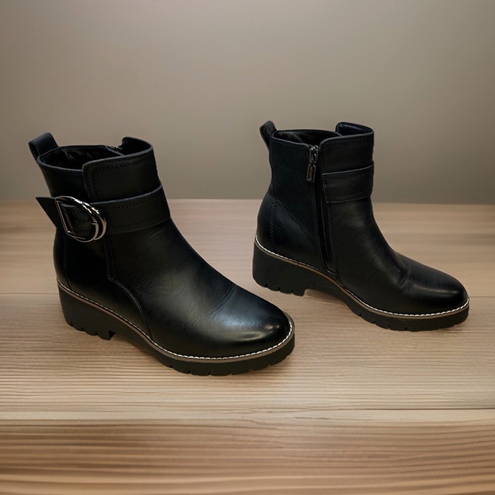 Blondo Dagger Waterproof Boots 9M Black Echo Nubuck Leather Zip Buckle B7328 EUC - Picture 4 of 13